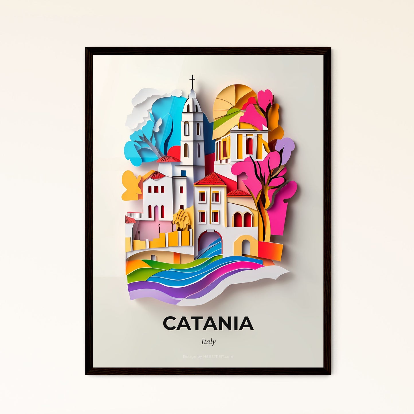 Vivid Catania, Italy - a paper cut of a city with a church