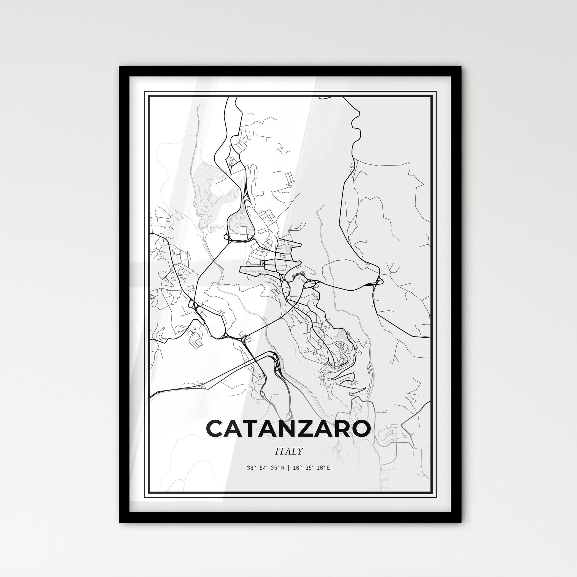 Catanzaro Italy - Scandinavian Style City Map for Modern Home Decor
