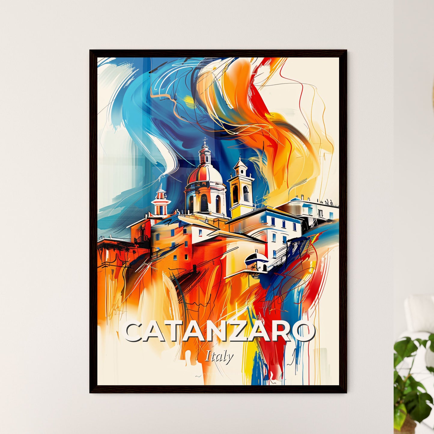 Vibrant Catanzaro, Italy - A Painting Of A Building