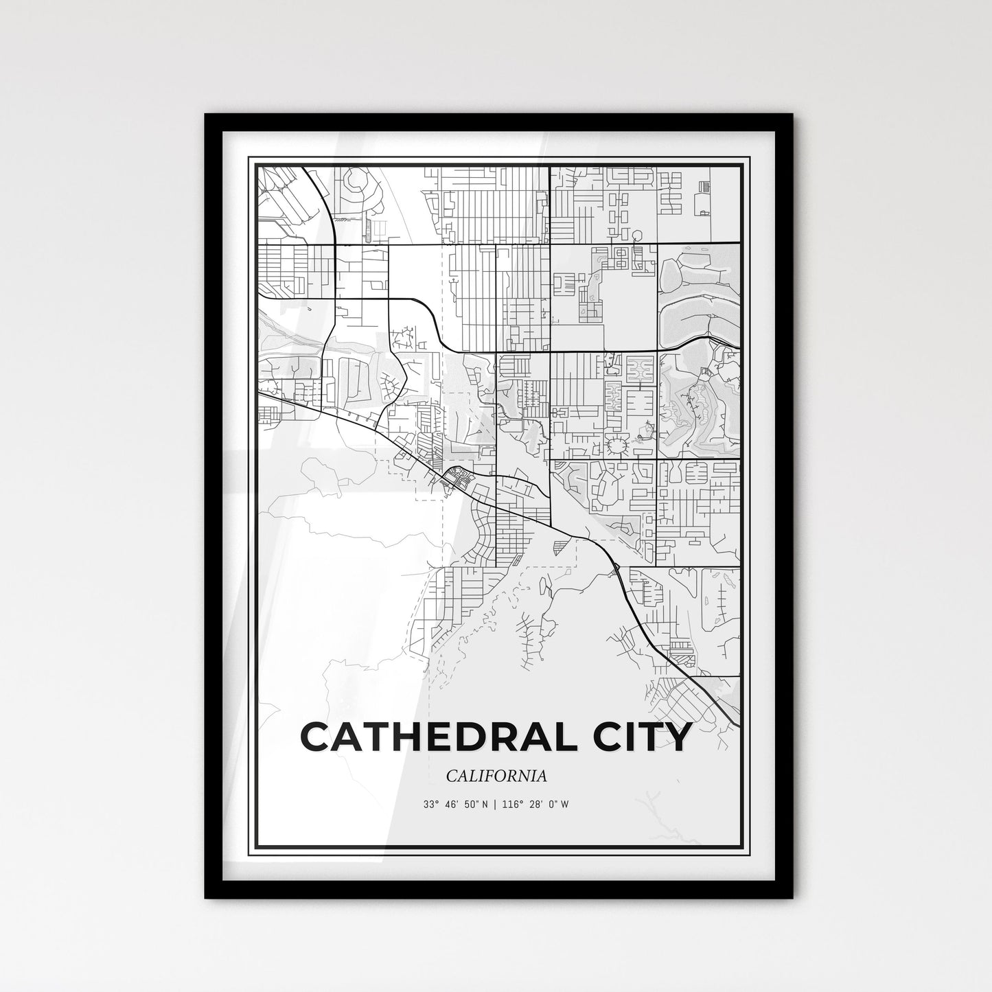 Cathedral City California - Scandinavian Style City Map for Modern Home Decor