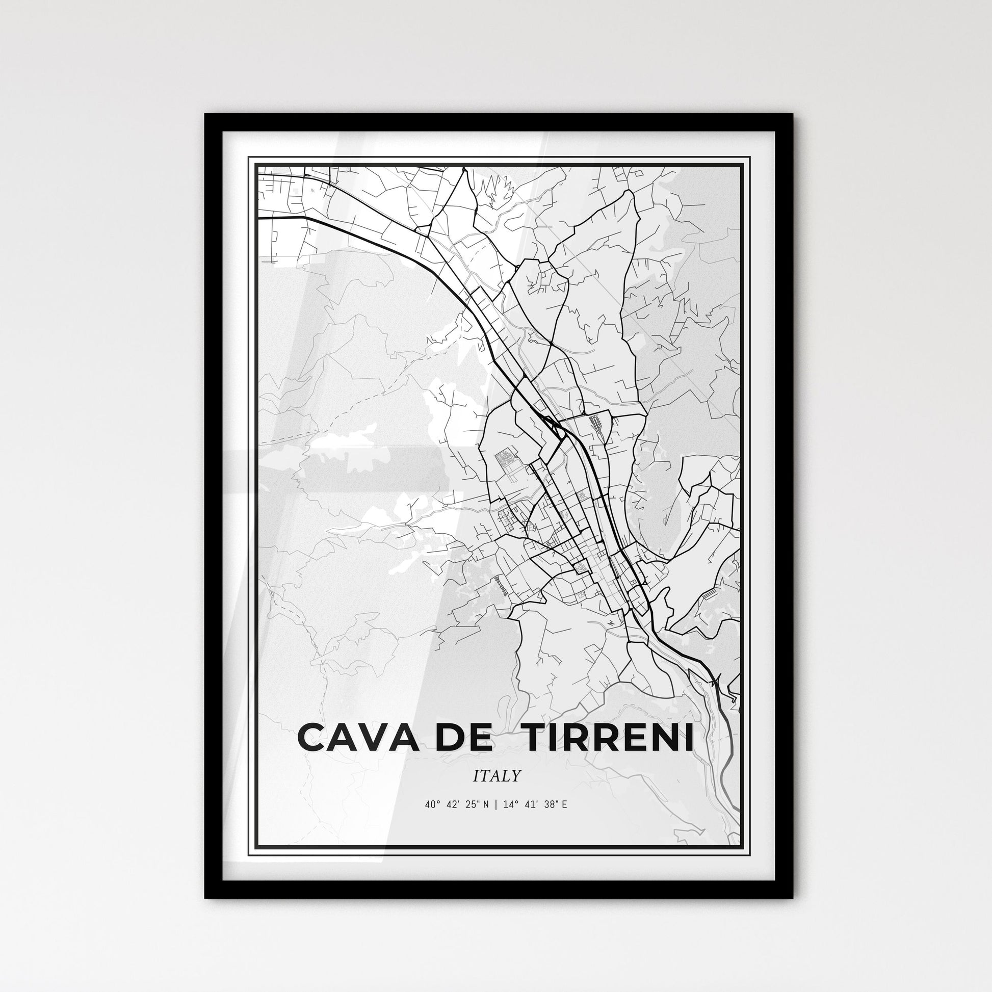 Cava de  Tirreni Italy - Scandinavian Style City Map for Modern Home Decor