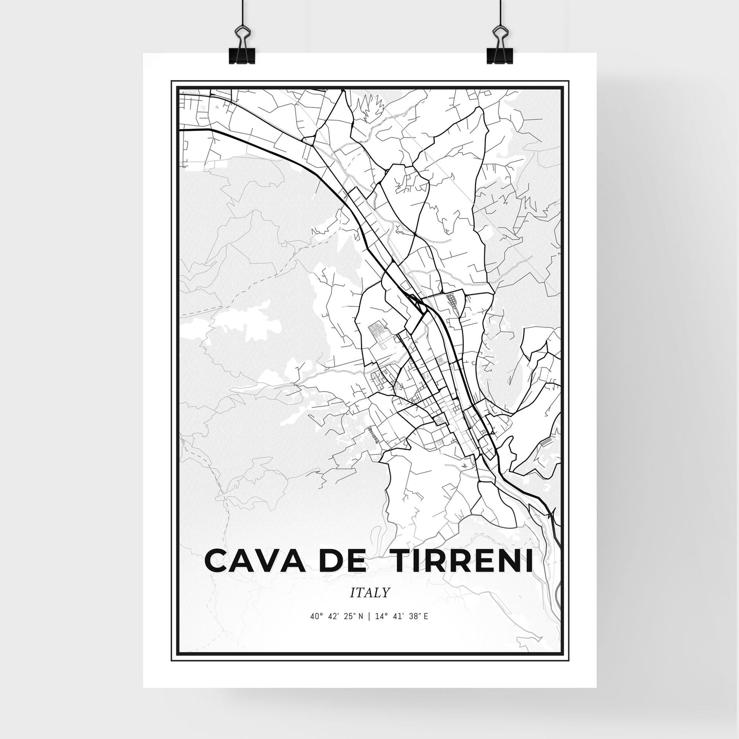 Cava de  Tirreni Italy - Premium City Map Poster