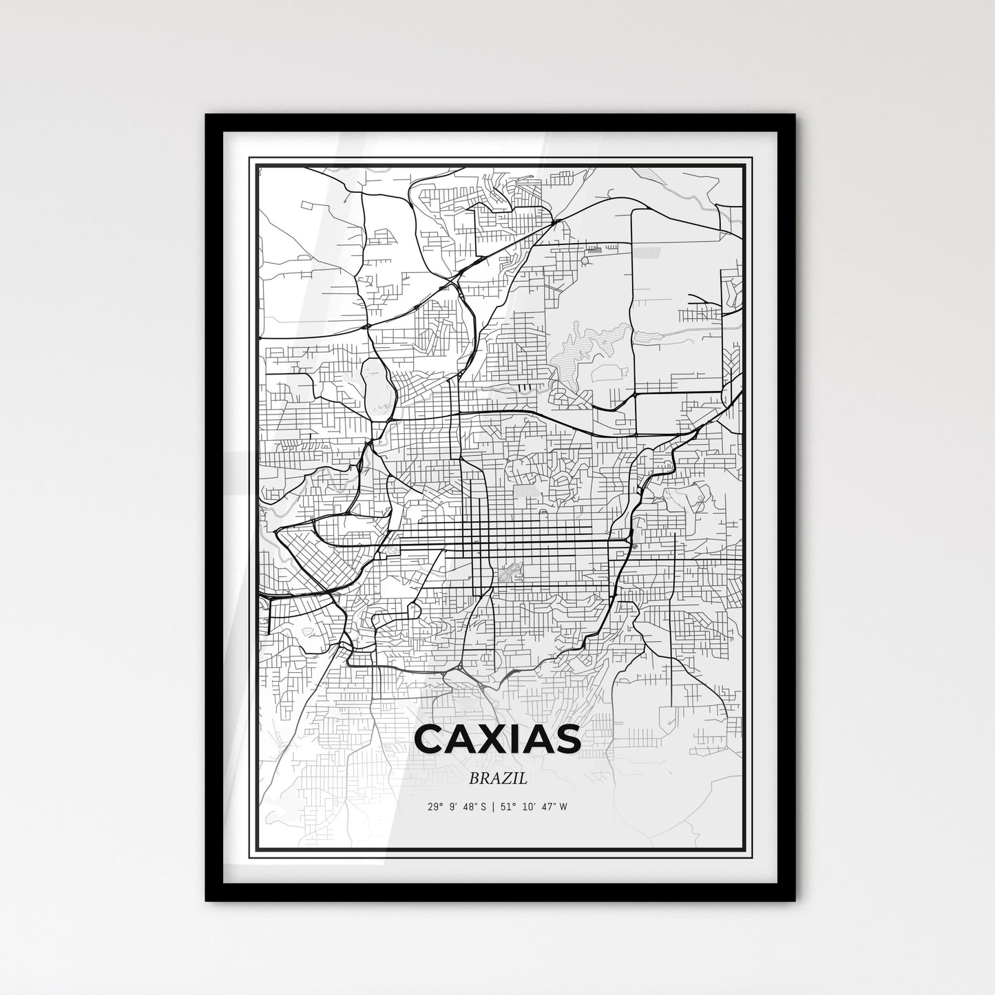 Caxias Brazil - Scandinavian Style City Map for Modern Home Decor