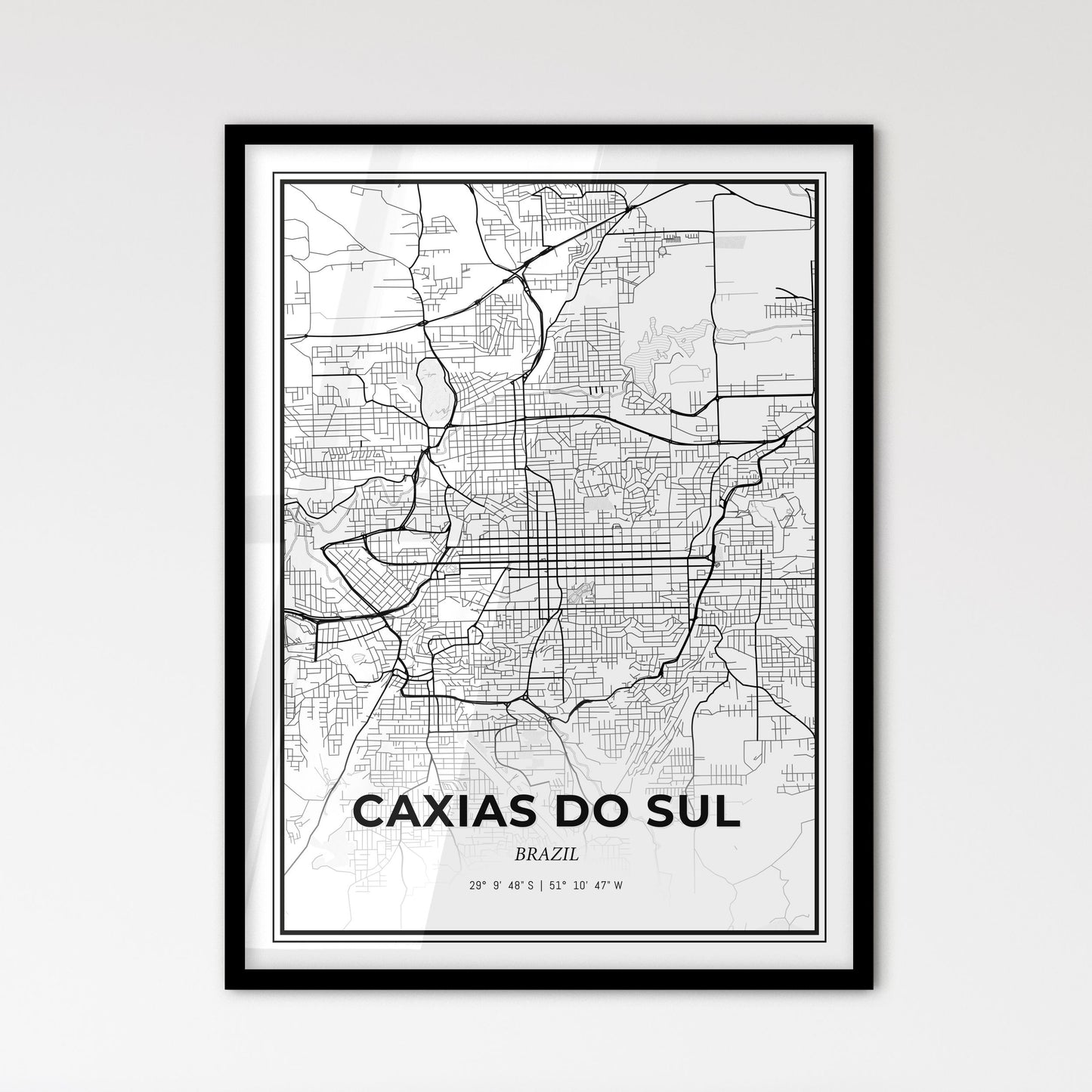 Caxias do Sul Brazil - Scandinavian Style City Map for Modern Home Decor