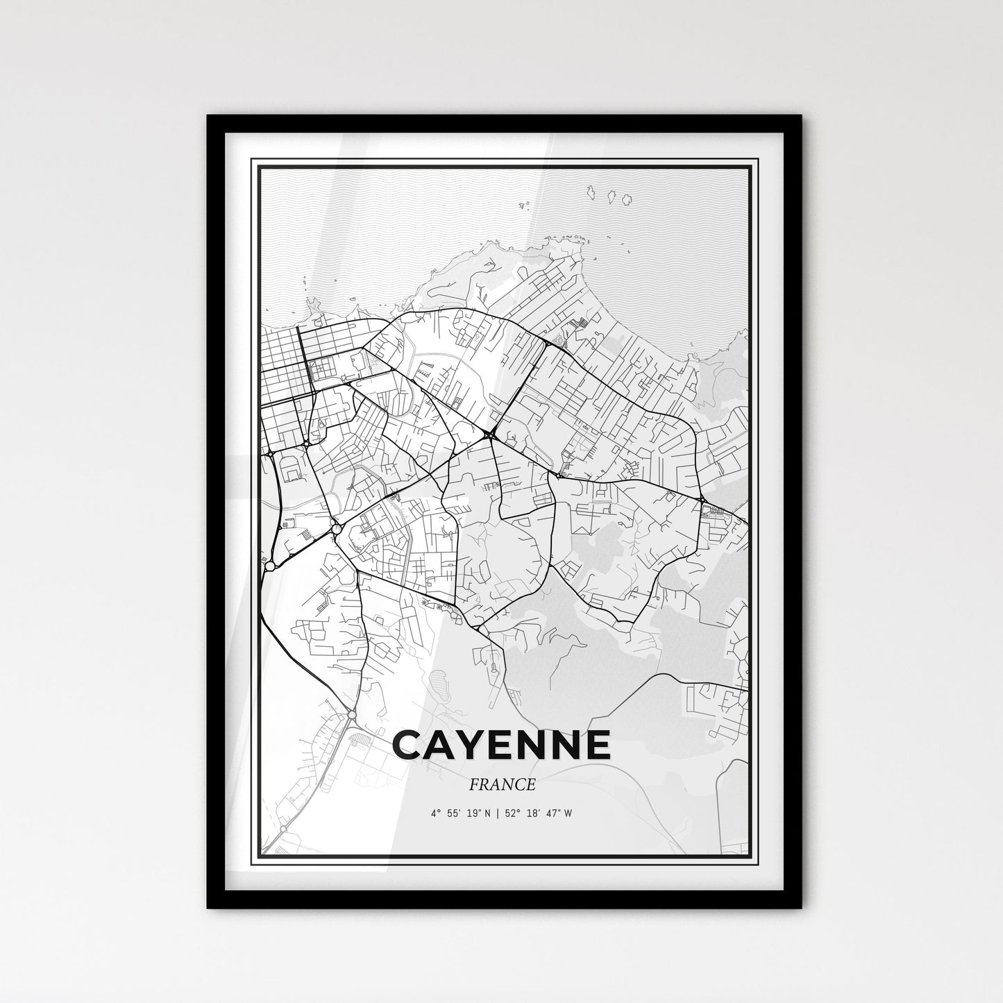 Cayenne France - Scandinavian Style City Map for Modern Home Decor