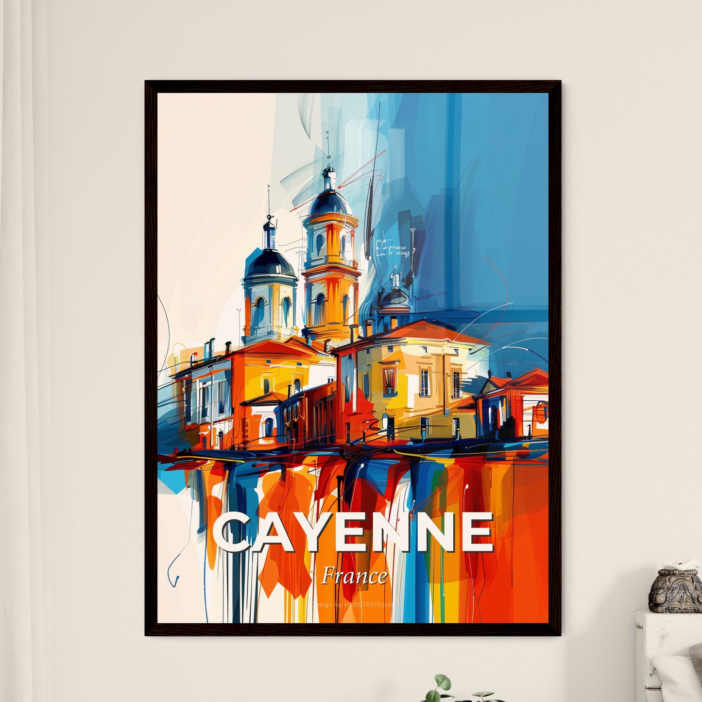 Vibrant Cayenne, France - A Painting Of A Building