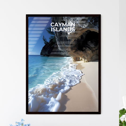 Vibrant Art of Cayman Islands Beach with Roc - Framed Art Print