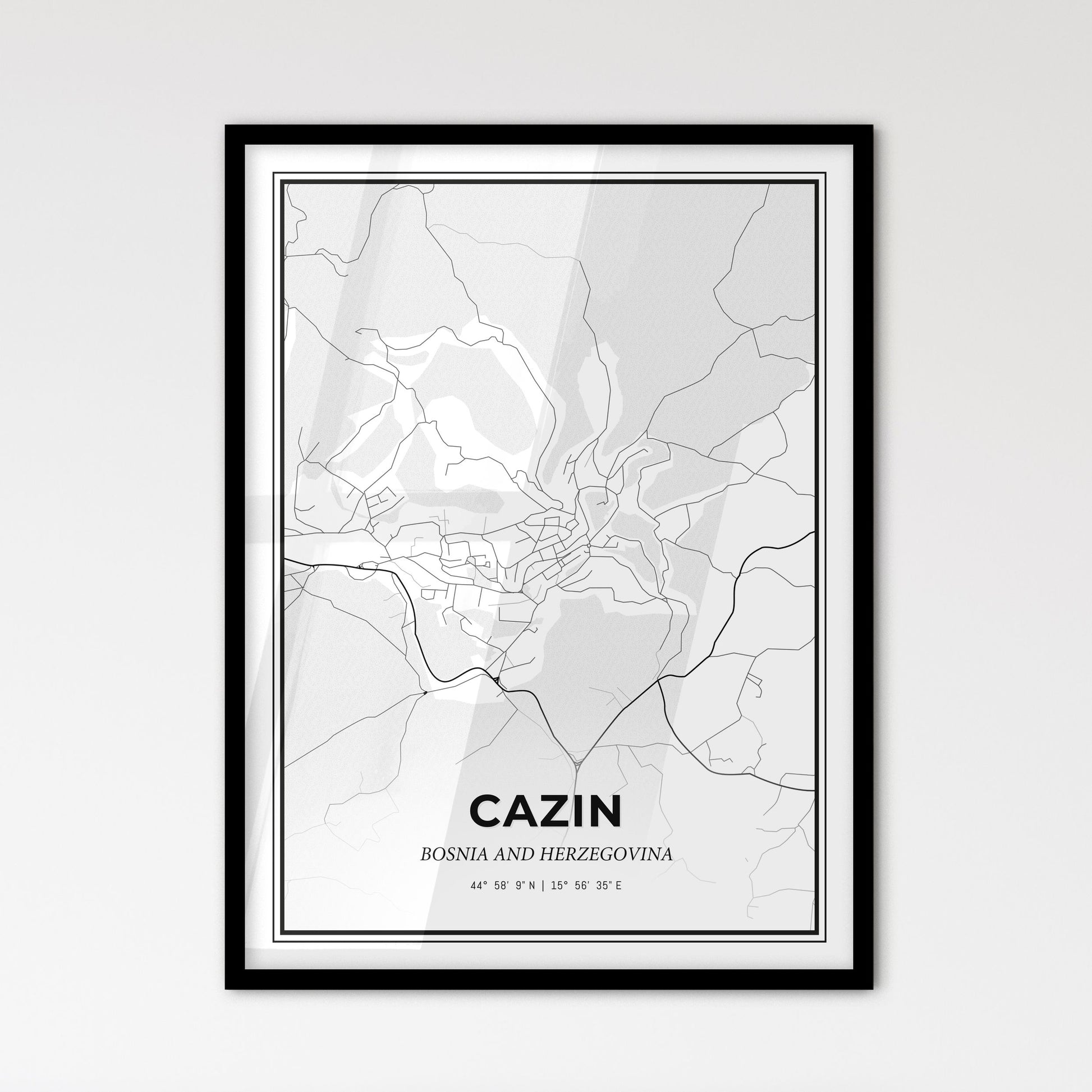 Cazin Bosnia and Herzegovina - Scandinavian Style City Map for Modern Home Decor