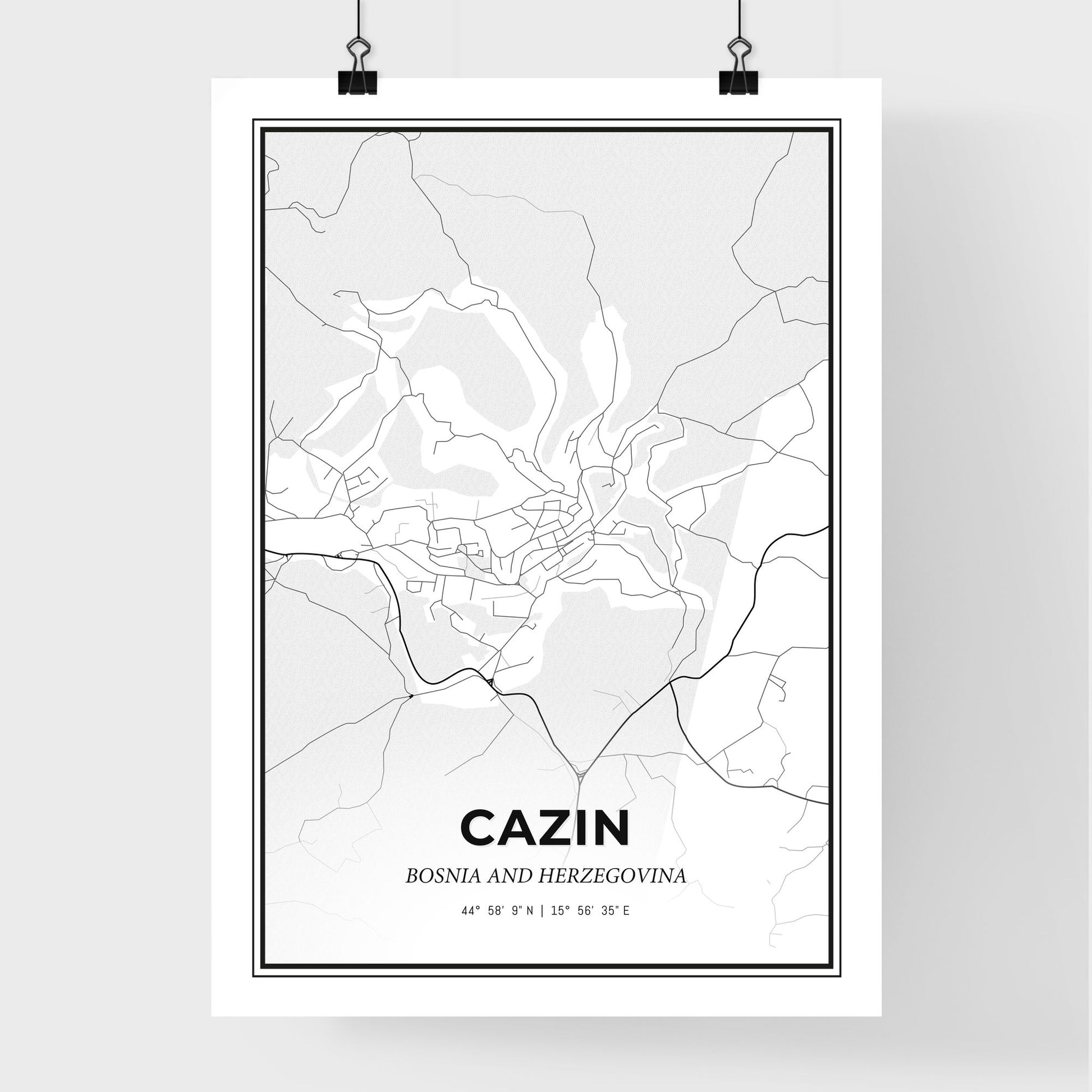 Cazin Bosnia and Herzegovina - Premium City Map Poster