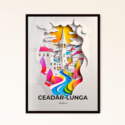 Vivid Ceadâr-Lunga, Moldova - a paper cut of a city with a river