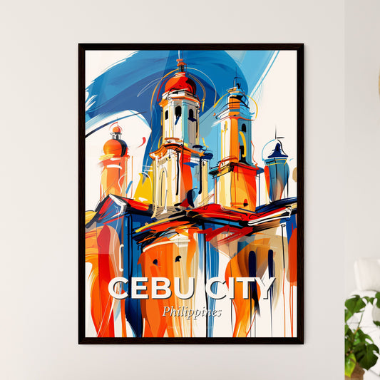 Vibrant Cebu City, Philippines - A Painting Of A Building With Towers