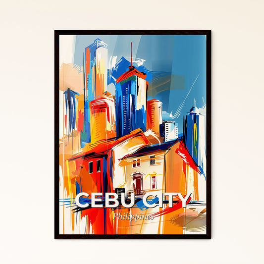 Vibrant Cebu City, Philippines - A Painting Of A City