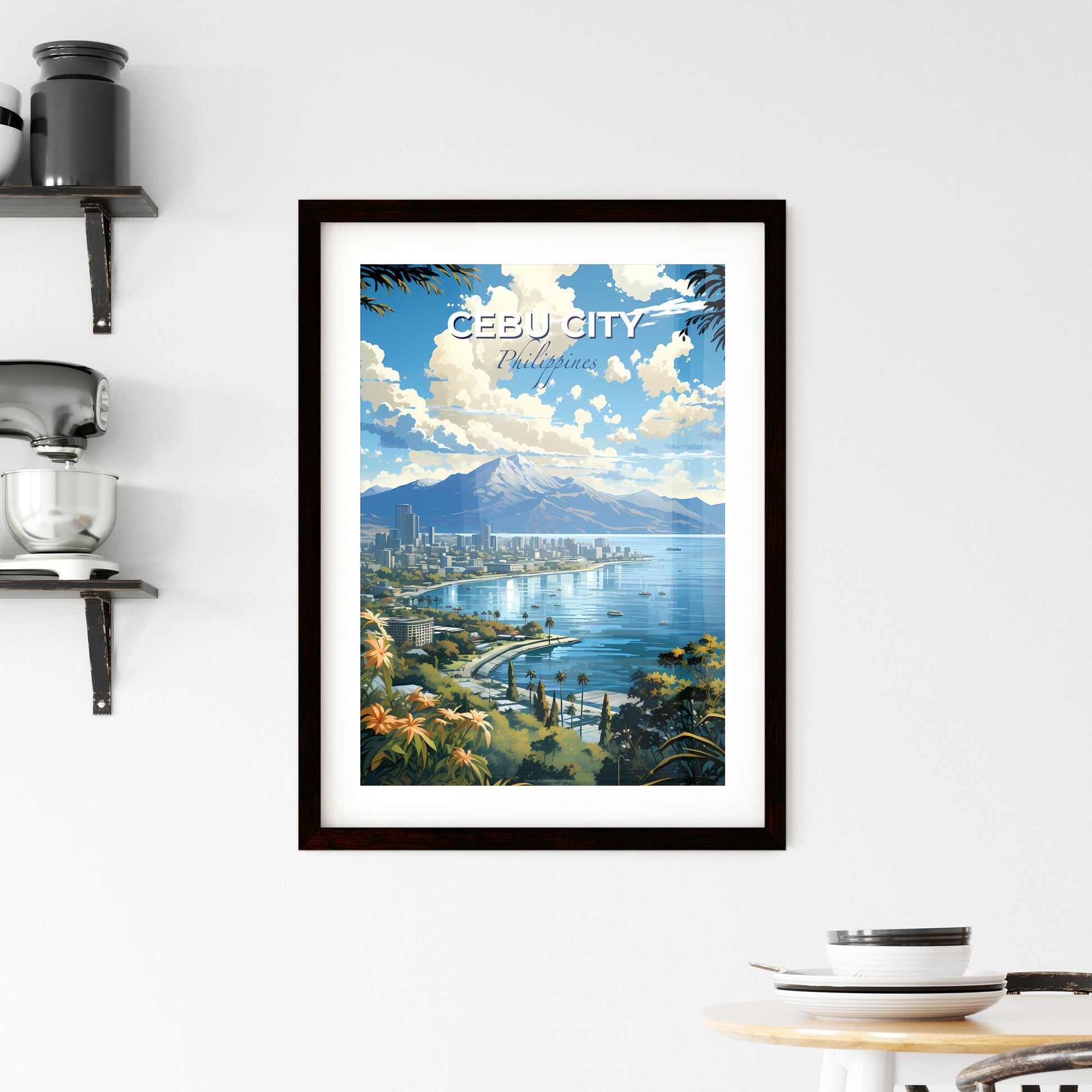 Vibrant Cebu City Philippines Skyline Panorama Painting Depicting City by the Sea Default Title