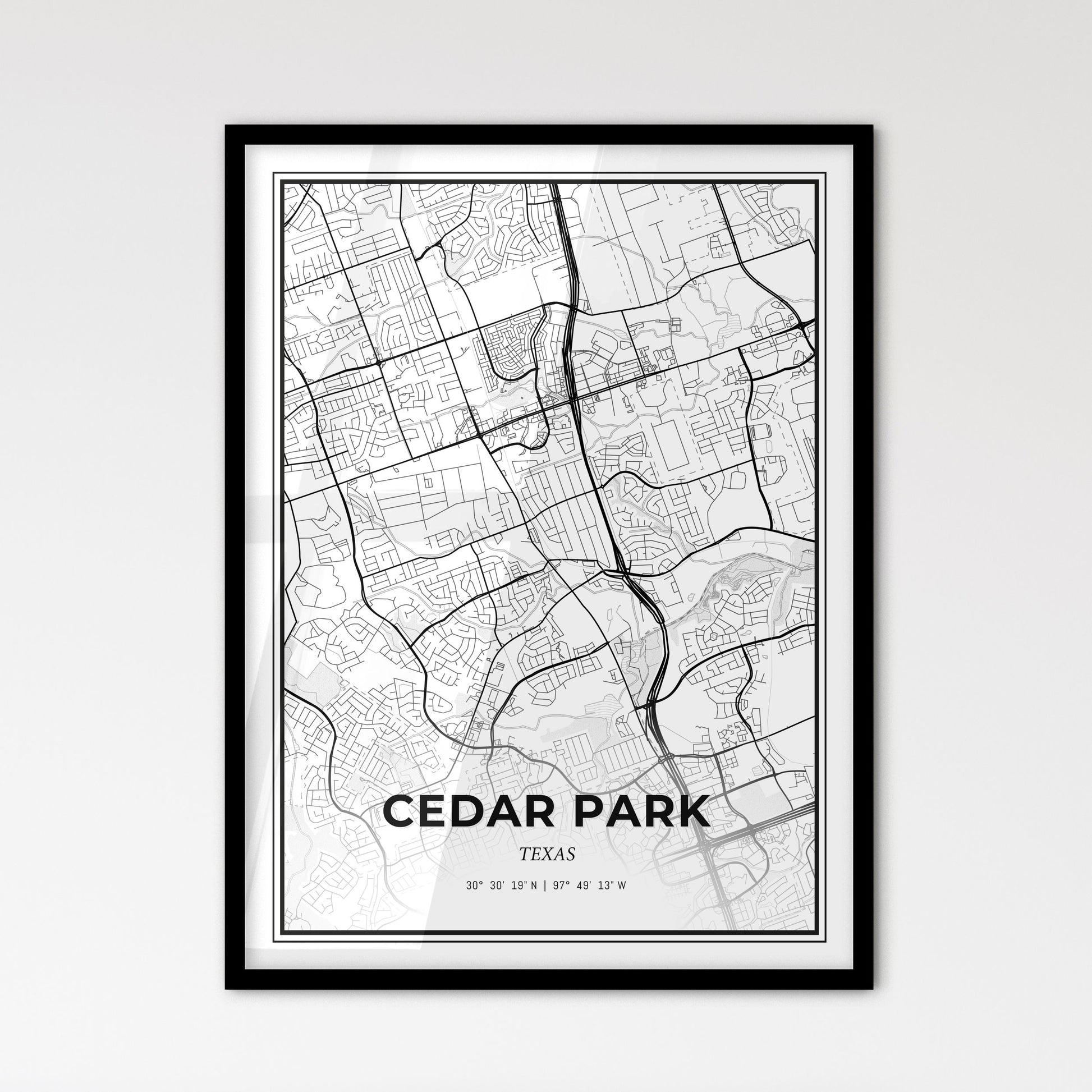 Cedar Park Texas - Scandinavian Style City Map for Modern Home Decor