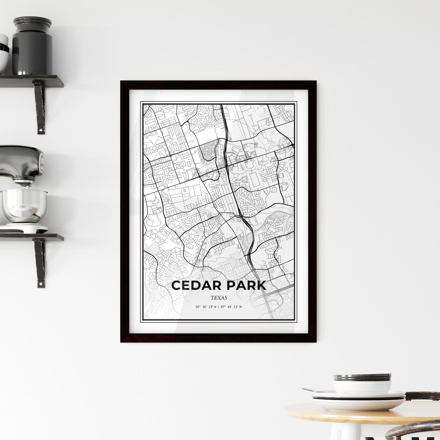 Cedar Park Texas - Minimal City Map