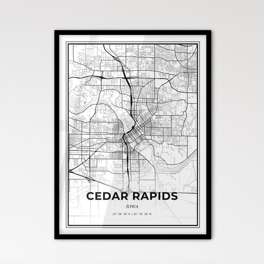 Cedar Rapids Iowa - Scandinavian Style City Map for Modern Home Decor