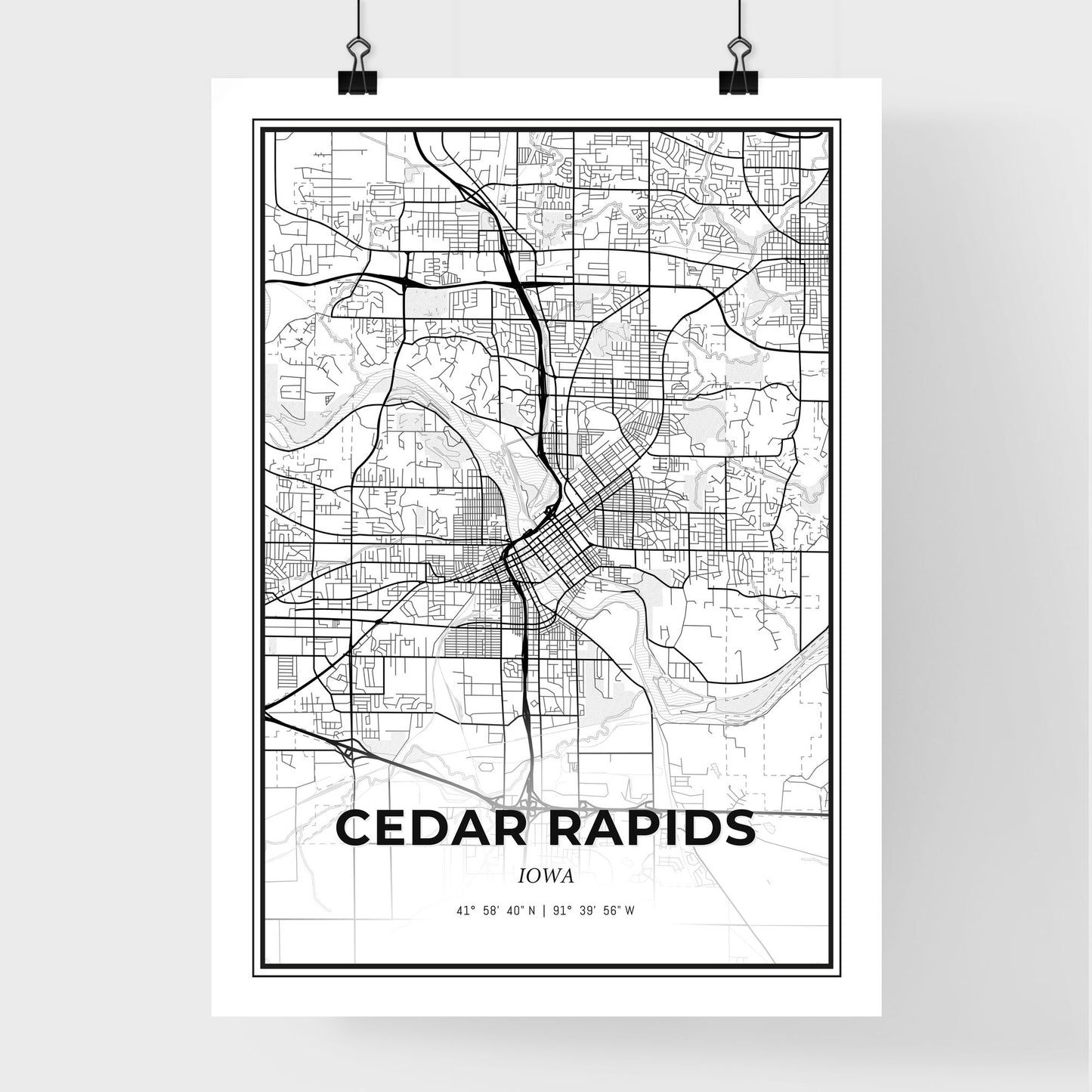 Cedar Rapids Iowa - Premium City Map Poster