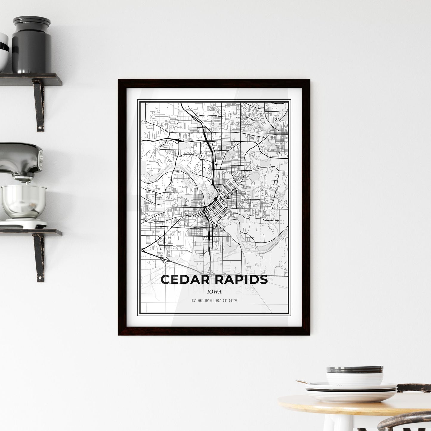 Cedar Rapids Iowa - Minimal City Map