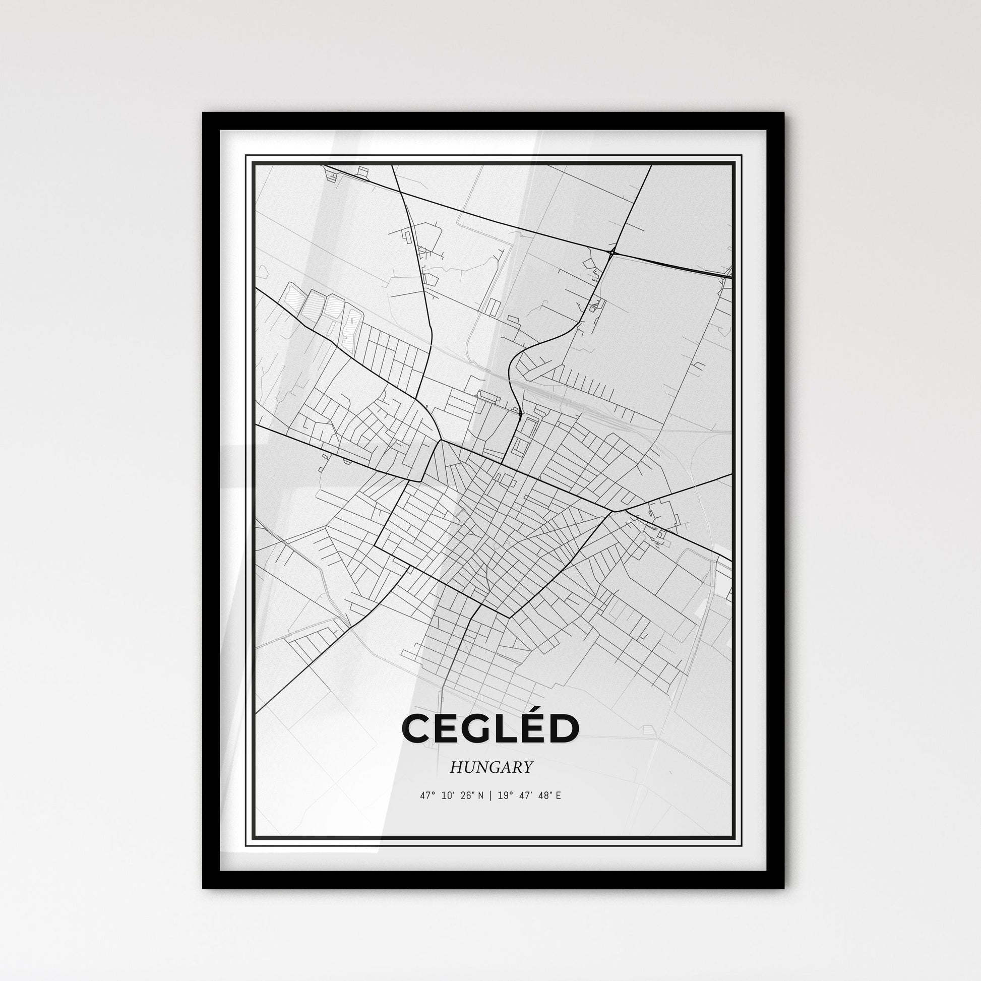 Cegléd Hungary - Scandinavian Style City Map for Modern Home Decor