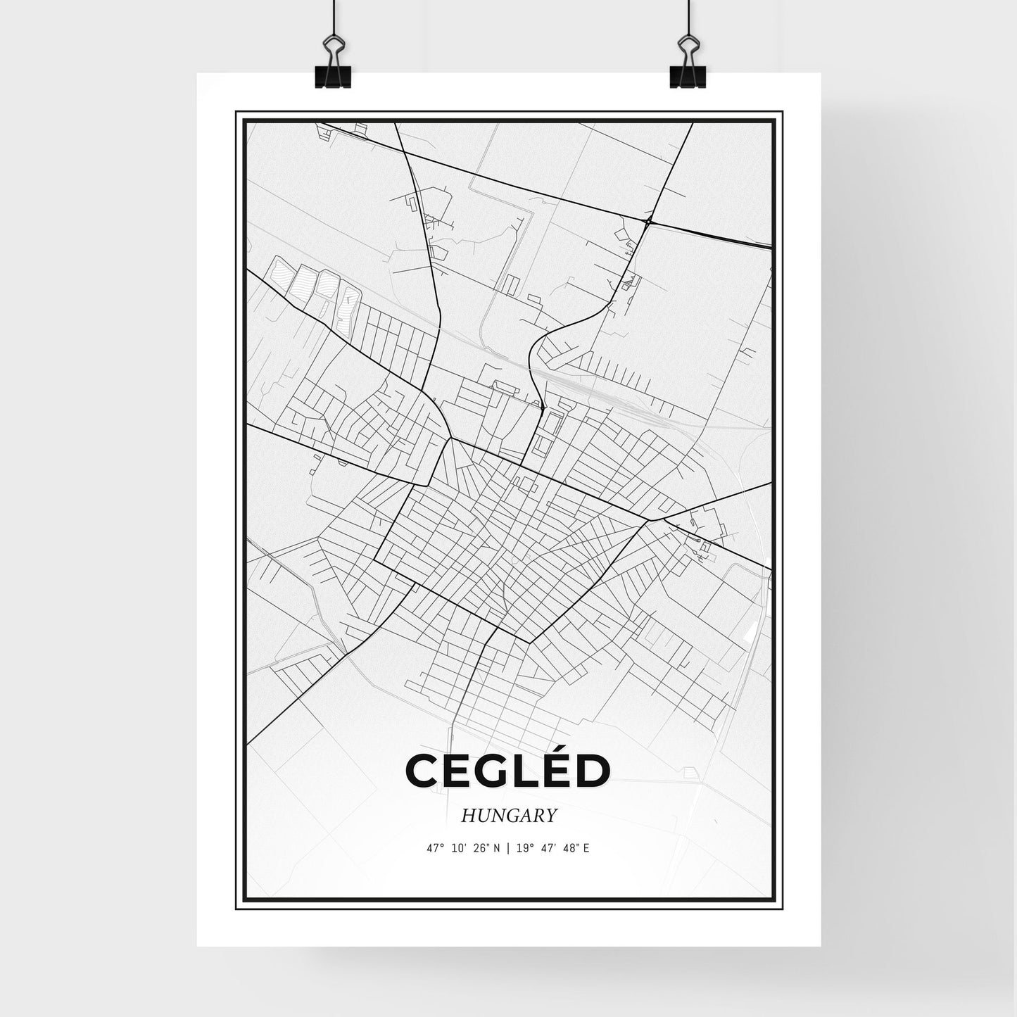 Cegléd Hungary - Premium City Map Poster
