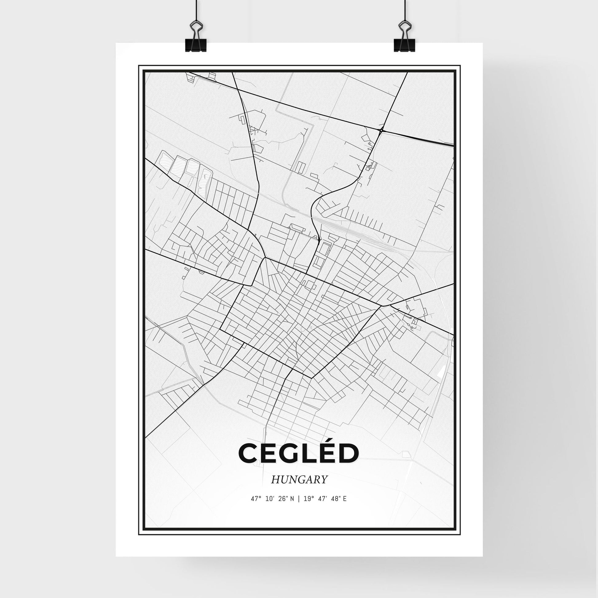 Cegléd Hungary - Premium City Map Poster