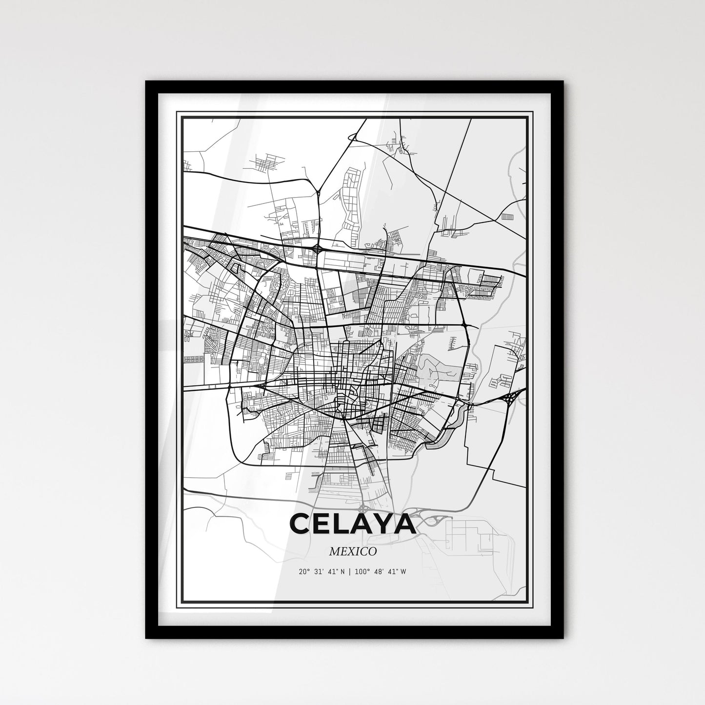 Celaya Mexico - Scandinavian Style City Map for Modern Home Decor