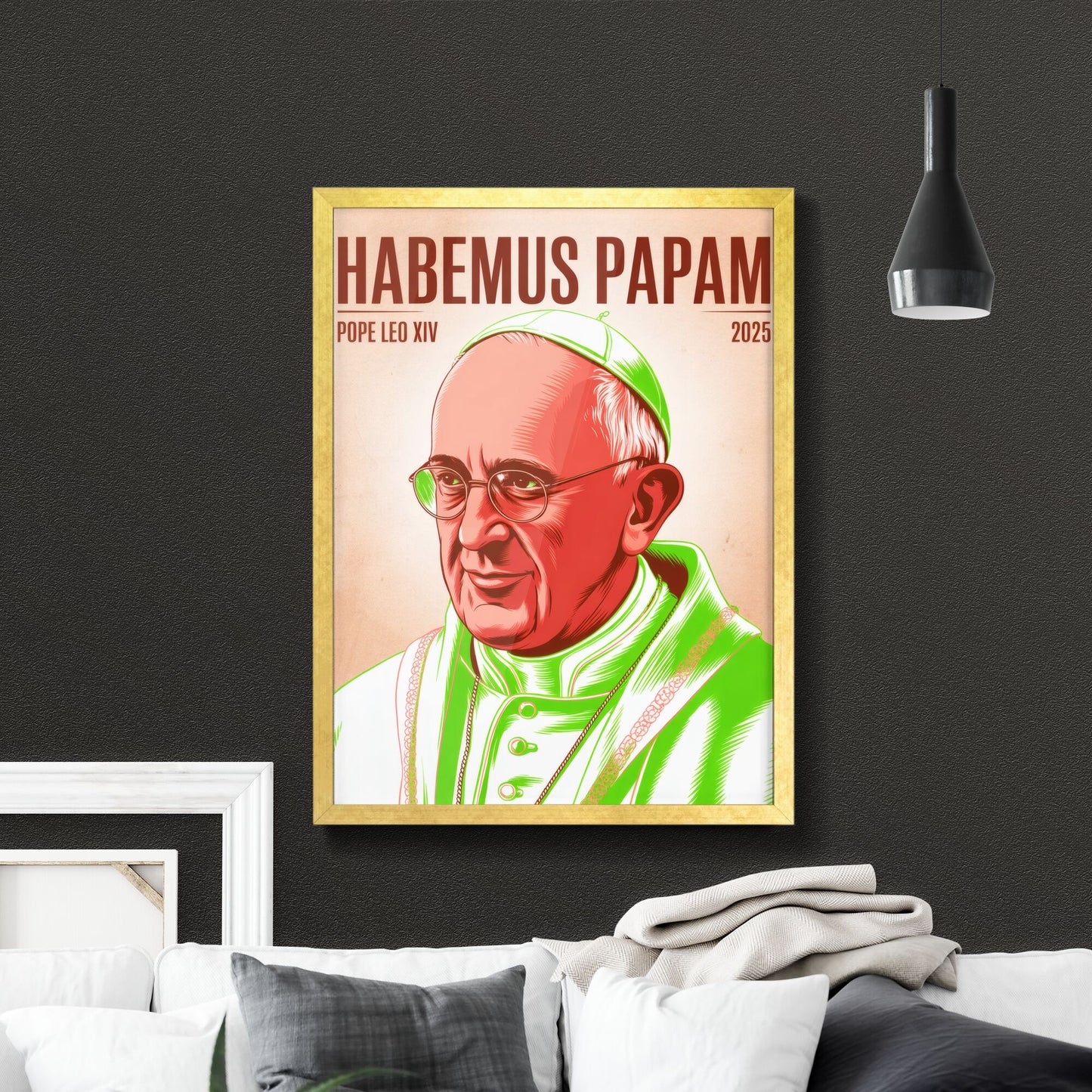 Celebrating the Future: Artistic Rendering of Pope Leo XIV in 2025, with 'Habemus Papam' Theme.