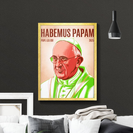 Celebrating the Future: Artistic Rendering of Pope Leo XIV in 2025, with 'Habemus Papam' Theme.