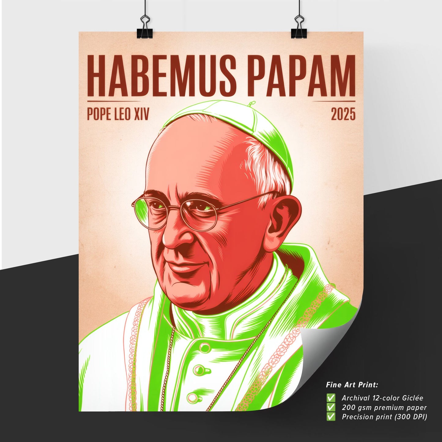 Celebrating the Future: Artistic Rendering of Pope Leo XIV in 2025, with 'Habemus Papam' Theme.