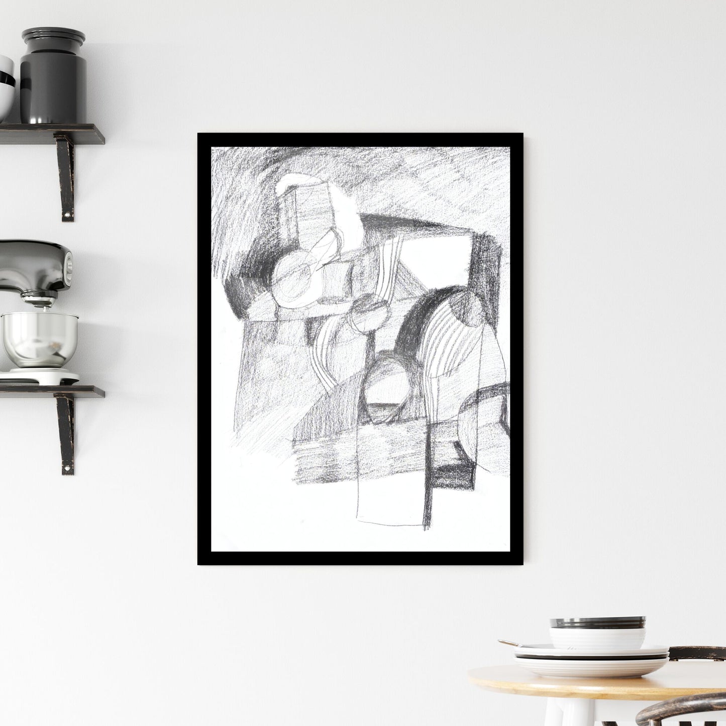 Fragmented Reflections: An Exploration of Abstract Dimensions and Shapes Framed Print