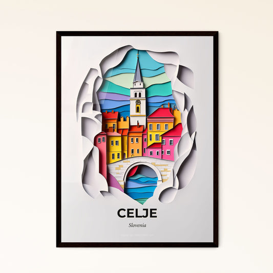 Vivid Celje, Slovenia - a paper cut of a city with a clock tower