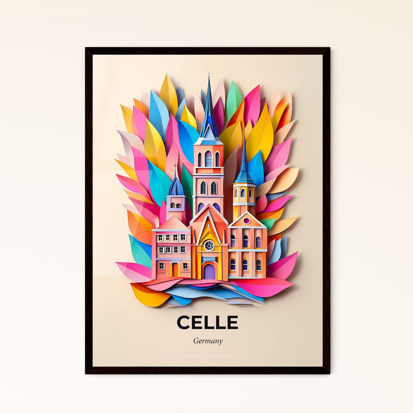 Vivid Celle, Germany - a church with a clock tower surrounded by colorful leaves