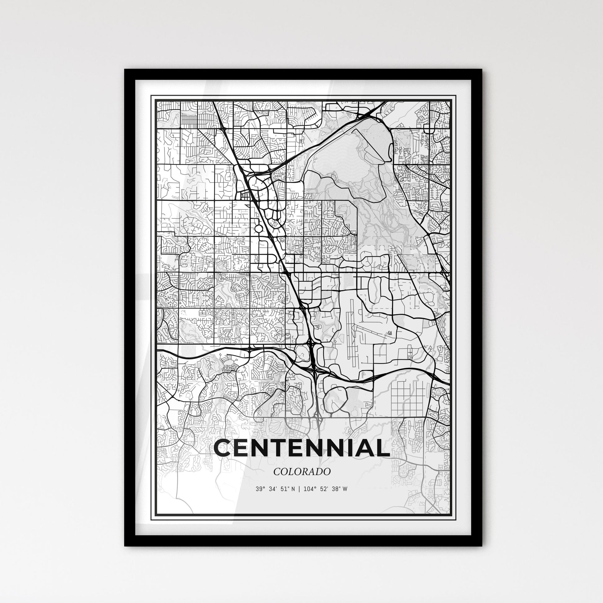 Centennial Colorado - Scandinavian Style City Map for Modern Home Decor