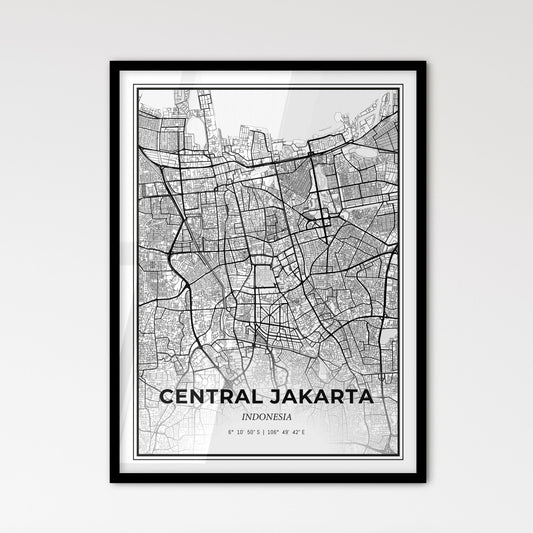 Central Jakarta Indonesia - Scandinavian Style City Map for Modern Home Decor