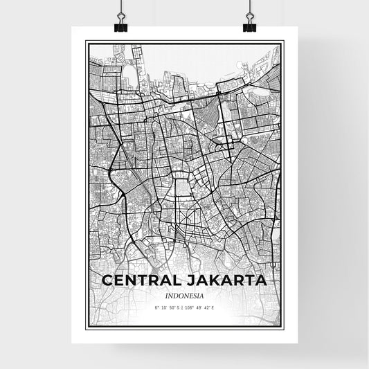 Central Jakarta Indonesia - Premium City Map Poster