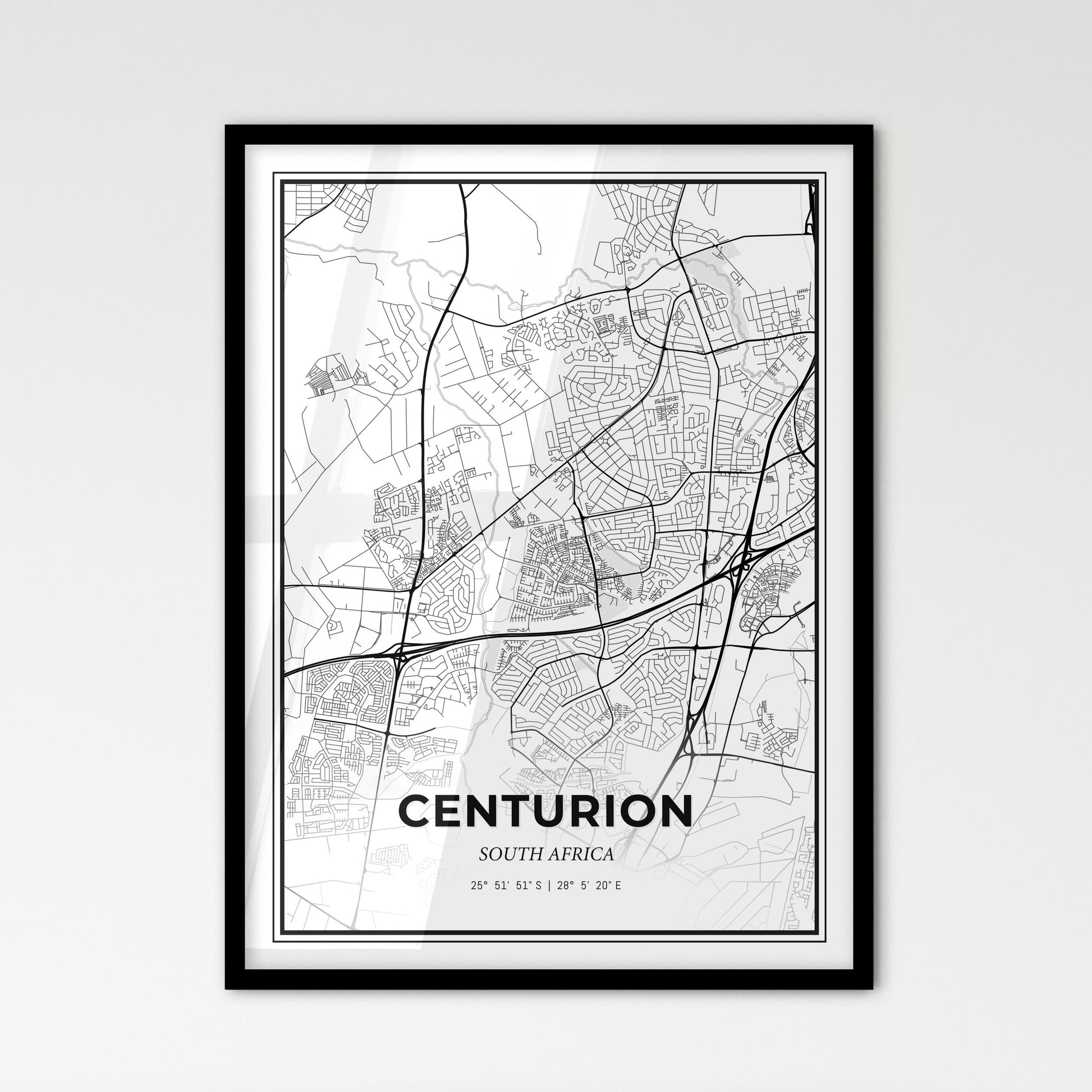 Centurion South Africa - Scandinavian Style City Map for Modern Home Decor