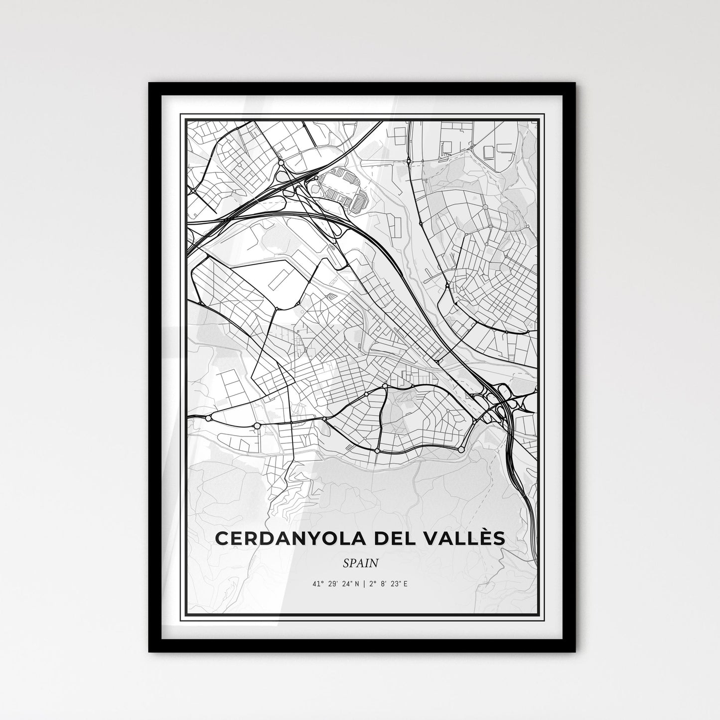 Cerdanyola del Vallès Spain - Scandinavian Style City Map for Modern Home Decor