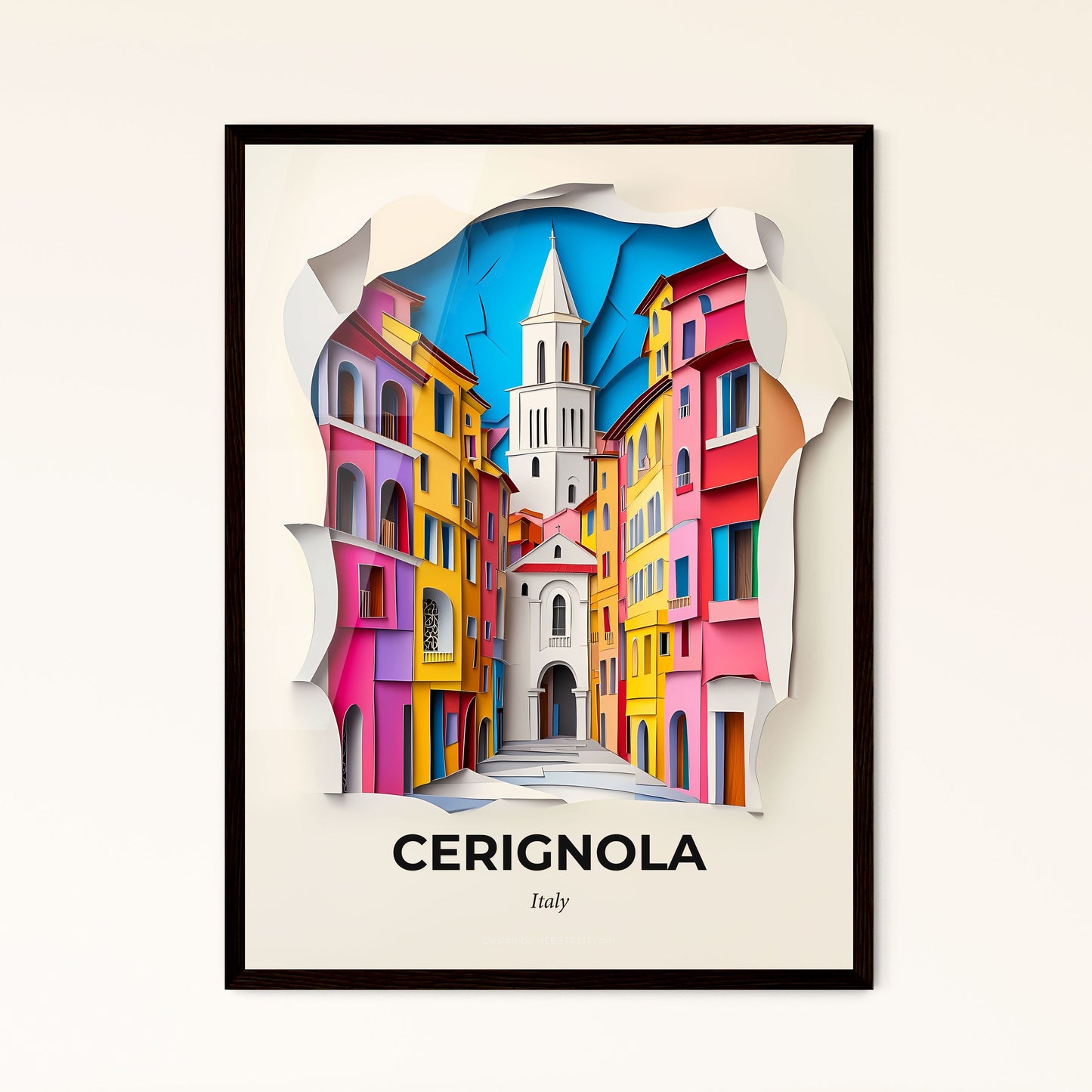 Vivid Cerignola, Italy - a paper cut of a city with a clock tower