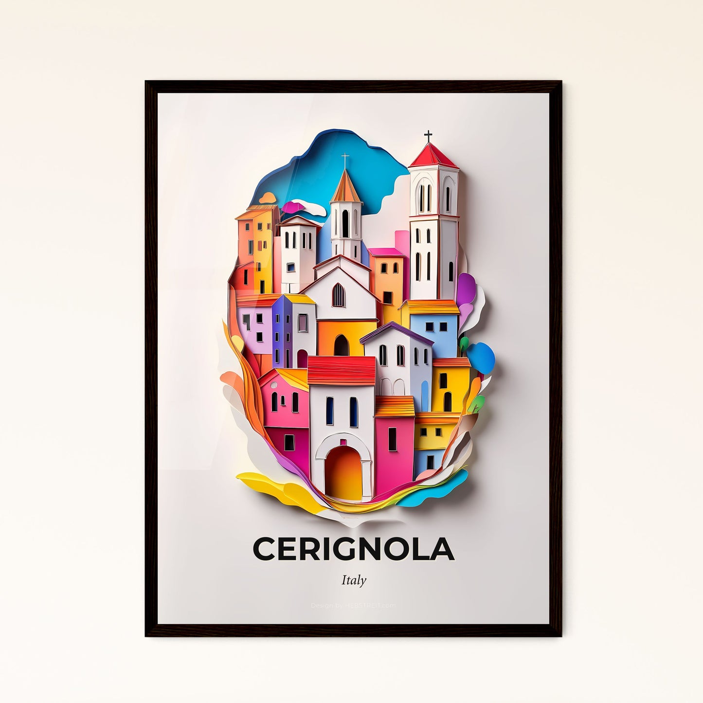 Vivid Cerignola, Italy - a paper cut of a city with a church