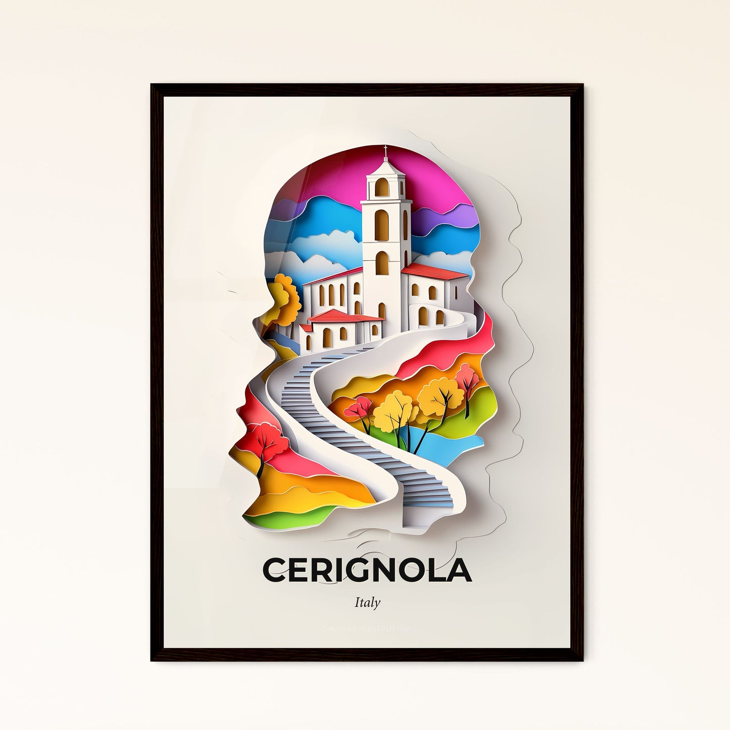 Vivid Cerignola, Italy - a paper cut of a church with a staircase going up to it