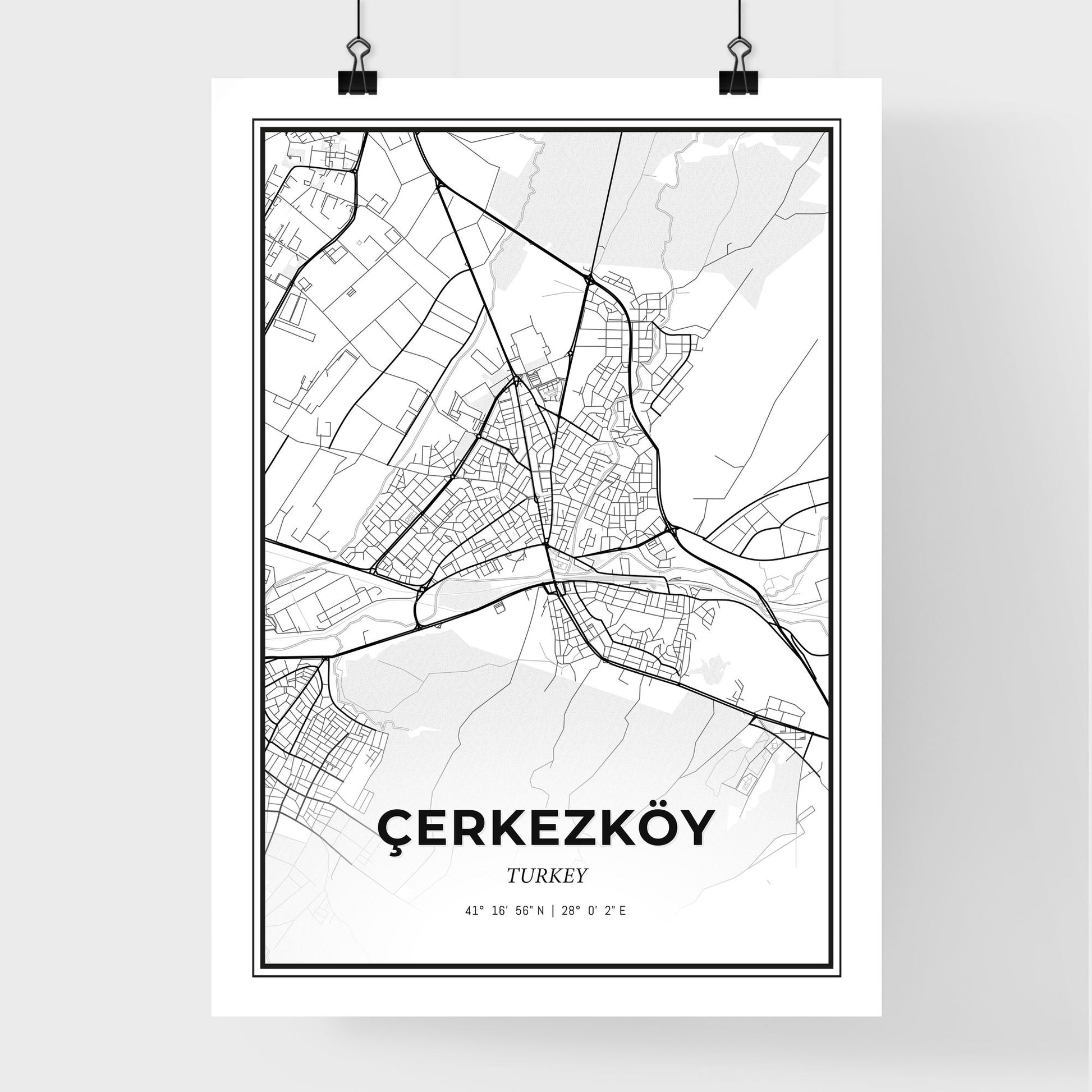 Çerkezköy Turkey - Premium City Map Poster