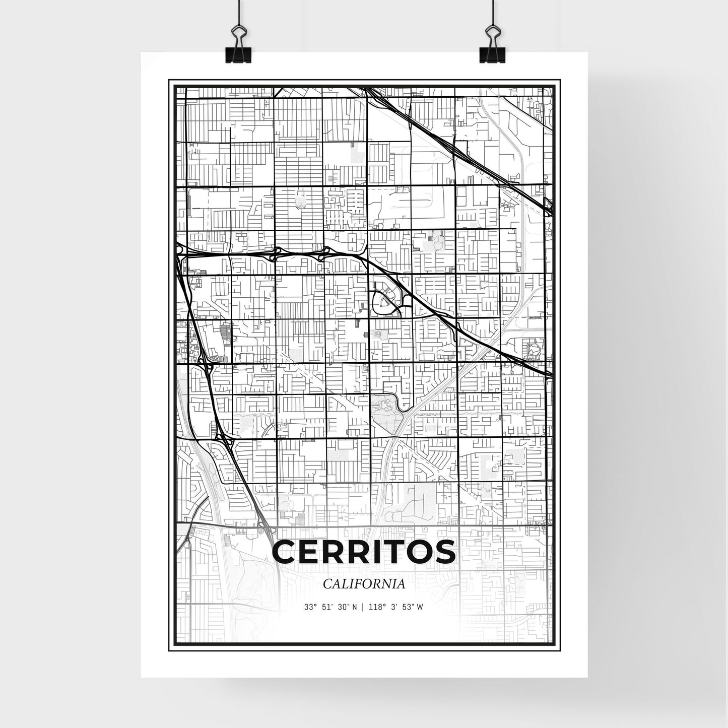 Cerritos California - Premium City Map Poster