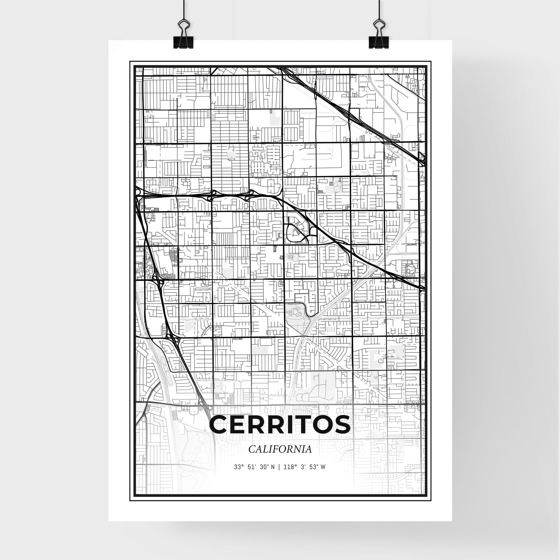 Cerritos California - Premium City Map Poster