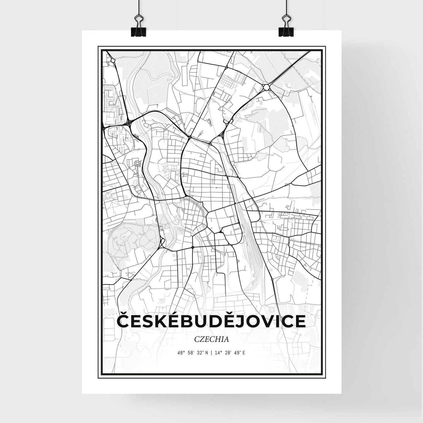  České Budějovice Czechia - Premium City Map Poster