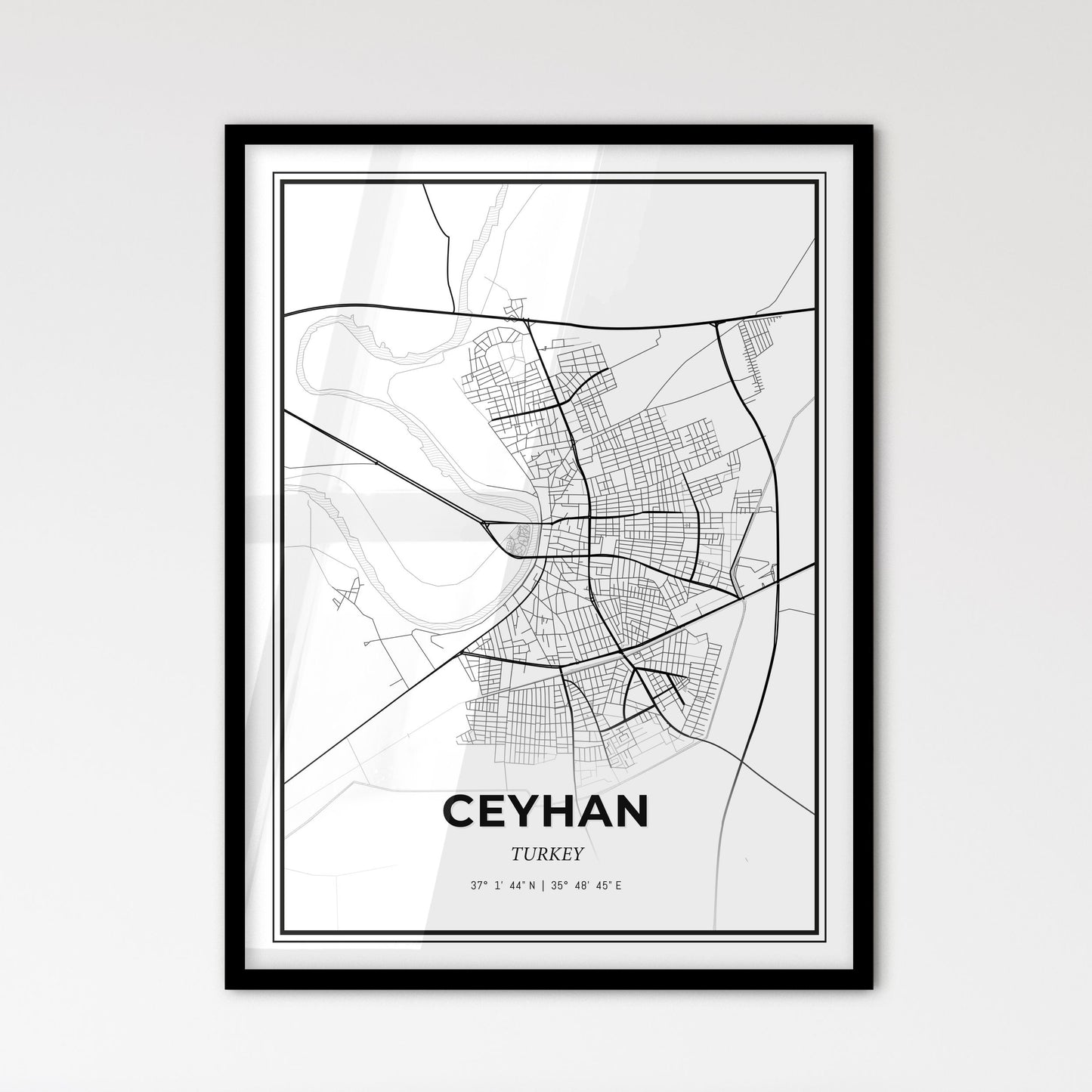 Ceyhan Turkey - Scandinavian Style City Map for Modern Home Decor