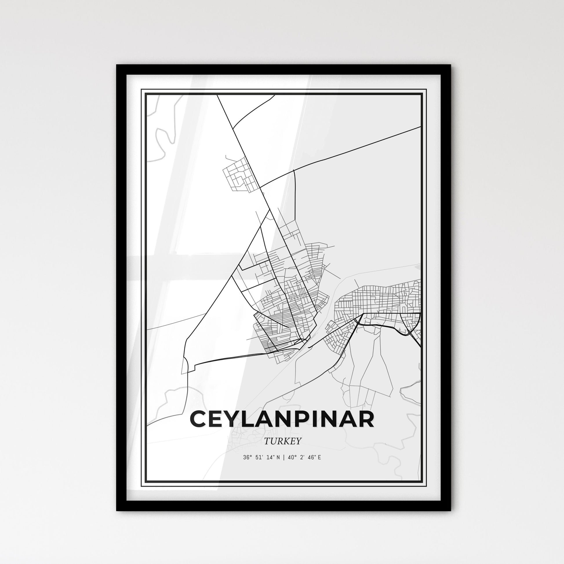 Ceylanpınar Turkey - Scandinavian Style City Map for Modern Home Decor