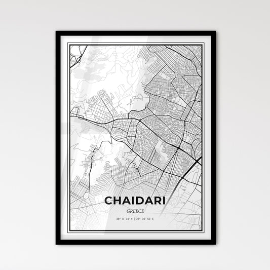 Chaidari Greece - Scandinavian Style City Map for Modern Home Decor