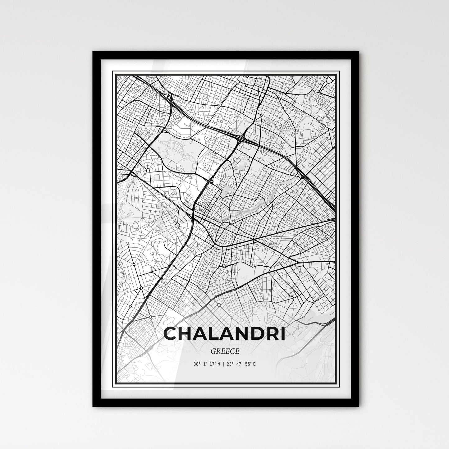 Chalandri Greece - Scandinavian Style City Map for Modern Home Decor