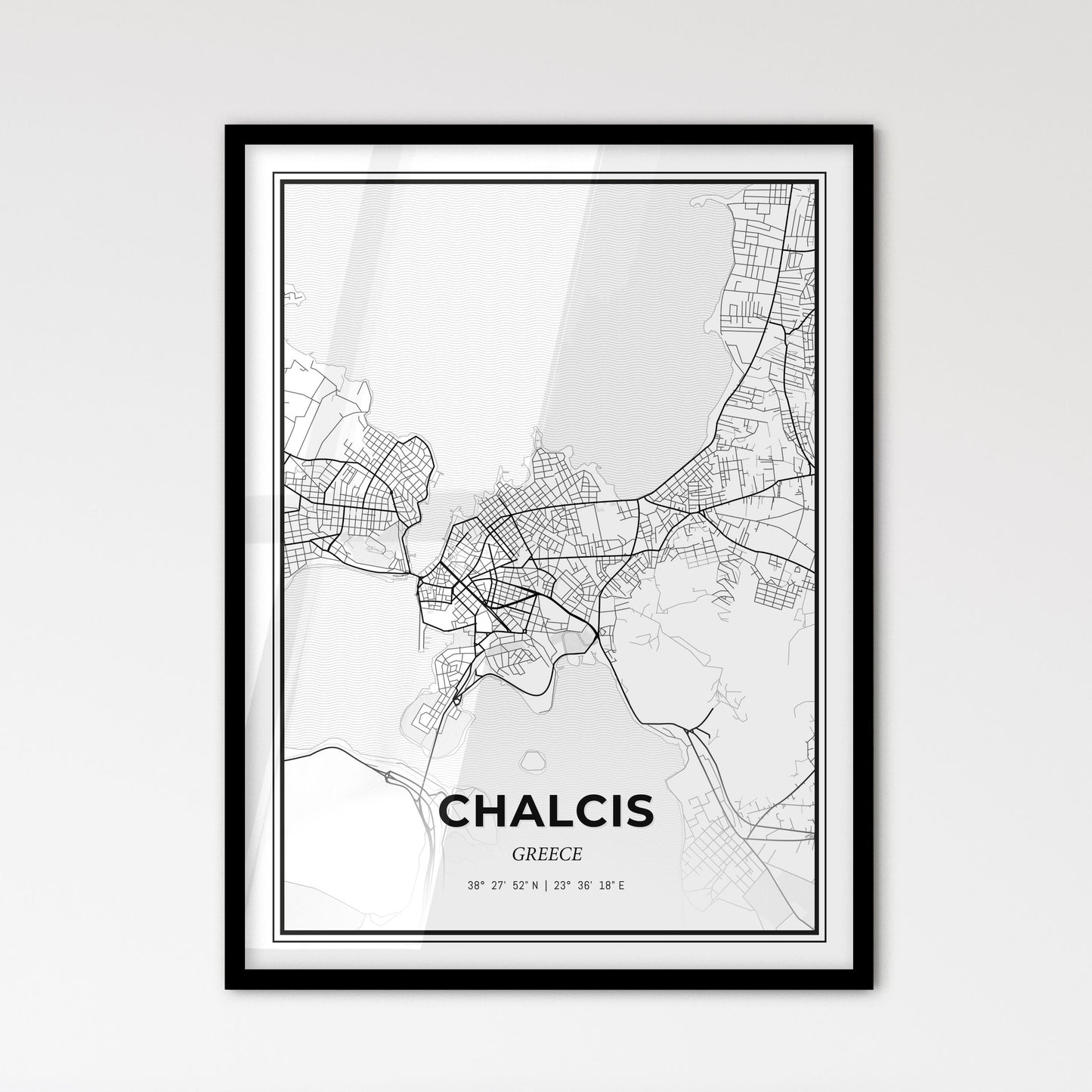 Chalcis Greece - Scandinavian Style City Map for Modern Home Decor