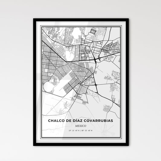 Chalco de Díaz Covarrubias Mexico - Scandinavian Style City Map for Modern Home Decor